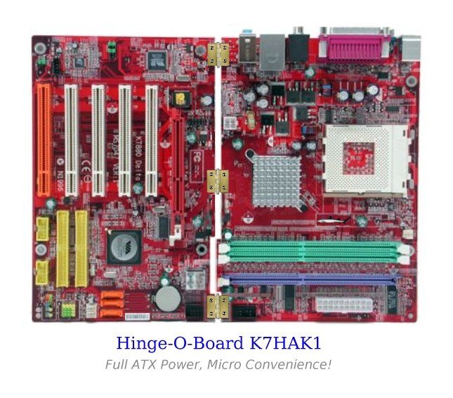 Image of fake advertisement motherboard that hinges in the center